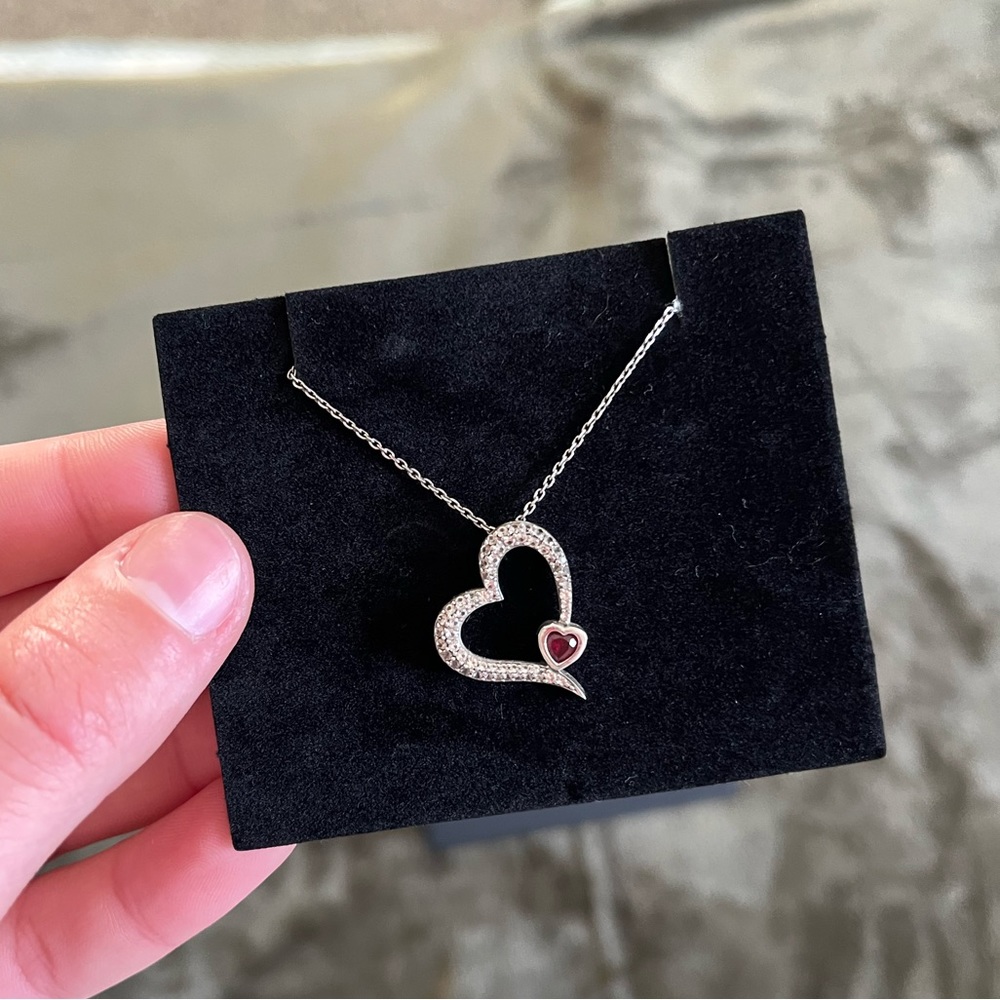 Kay Jewelers Ruby & Sapphire Heart Necklace